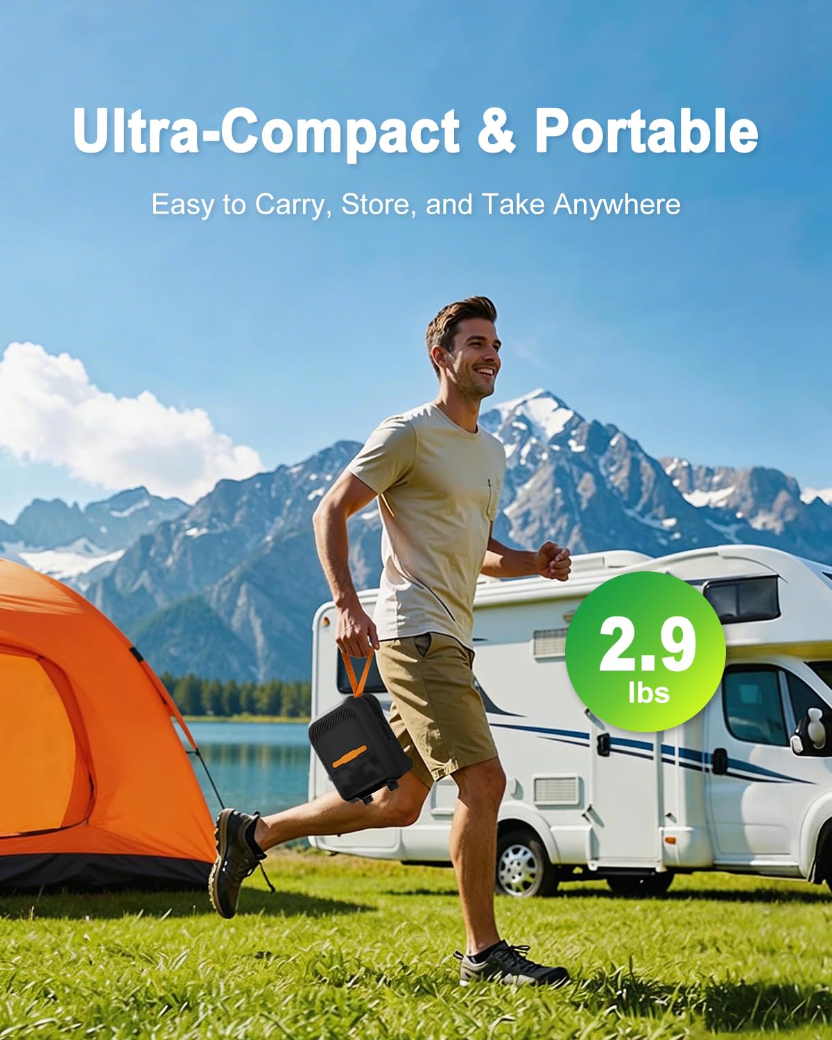 Mojimdo Pompa SUP 20 PSI, batteria da 13.500 mAh, 5 modalità, USB-C, 12 V | Doppio gonfiaggio rapido, pressione personalizzata, spegnimento automatico, 6 ugelli, funzione di aspirazione e luce