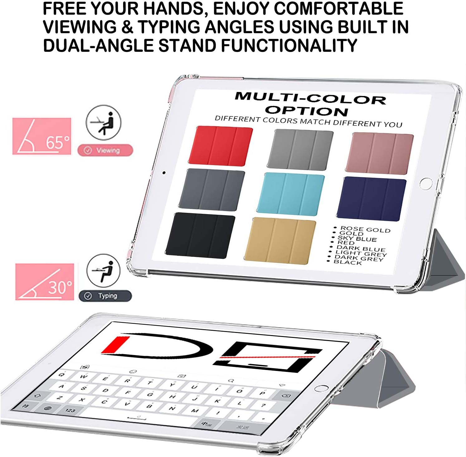 DuraSafe Cases for iPad PRO 10.5 Air 3 [ PRO 10.5 Inch Air 3rd Gen ] A1701 A1709 A1852 A2152 A2123 A2153 A2154 Smart Trifold Durable Cover with Bump up Corner - Dark Gray