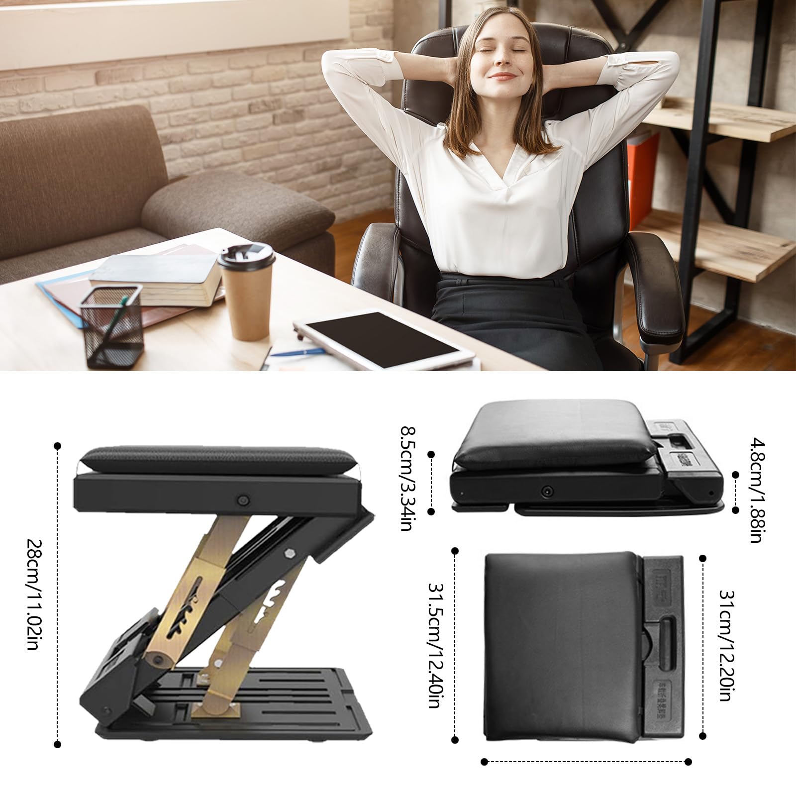 Repose-Pieds De Bureau, Repose Pieds RéGlable Repose-Pieds Ergonomique Repose Pieds De Bureau Amovible Avec Massage Et Coussin De SièGe Doux Pour Voiture Bureau Maison Voyage (Noir)