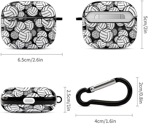 Miniatura 2 de Funda a prueba de golpes compatible con Airpods 3, funda de carga inalámbrica para pelota de voleibol en blanco y negro, funda protectora completa