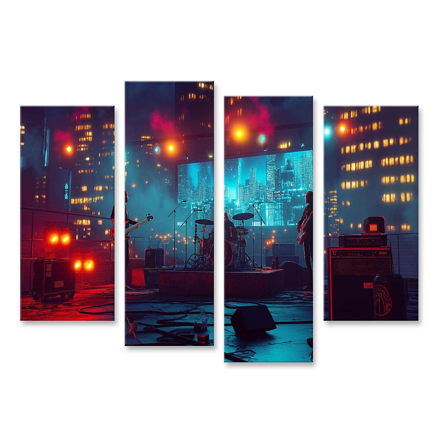 islandburner Prime Bild auf Leinwand Nacht Konzert in der Stadt mit leuchtenden Lichtern für Wohnzimmer Kunstliebhaber Restaurant Bilder Wandbilder Poster