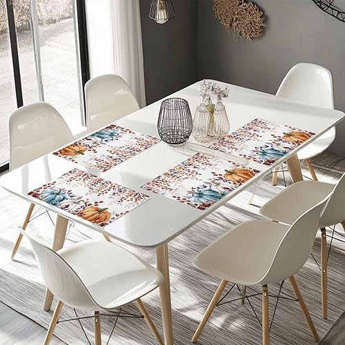 Vista 444 de Juego de 6 manteles individuales rojos para el día de San Valentín, diseño de corazón de San Valentín, resistentes al calor, lavables, manteles