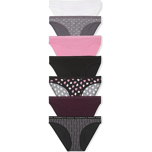 Victoria's Secret Women's Cotton Bikini Underwear, Moderate Coverage Panties for Women, Multi Pack (XS-XXL)