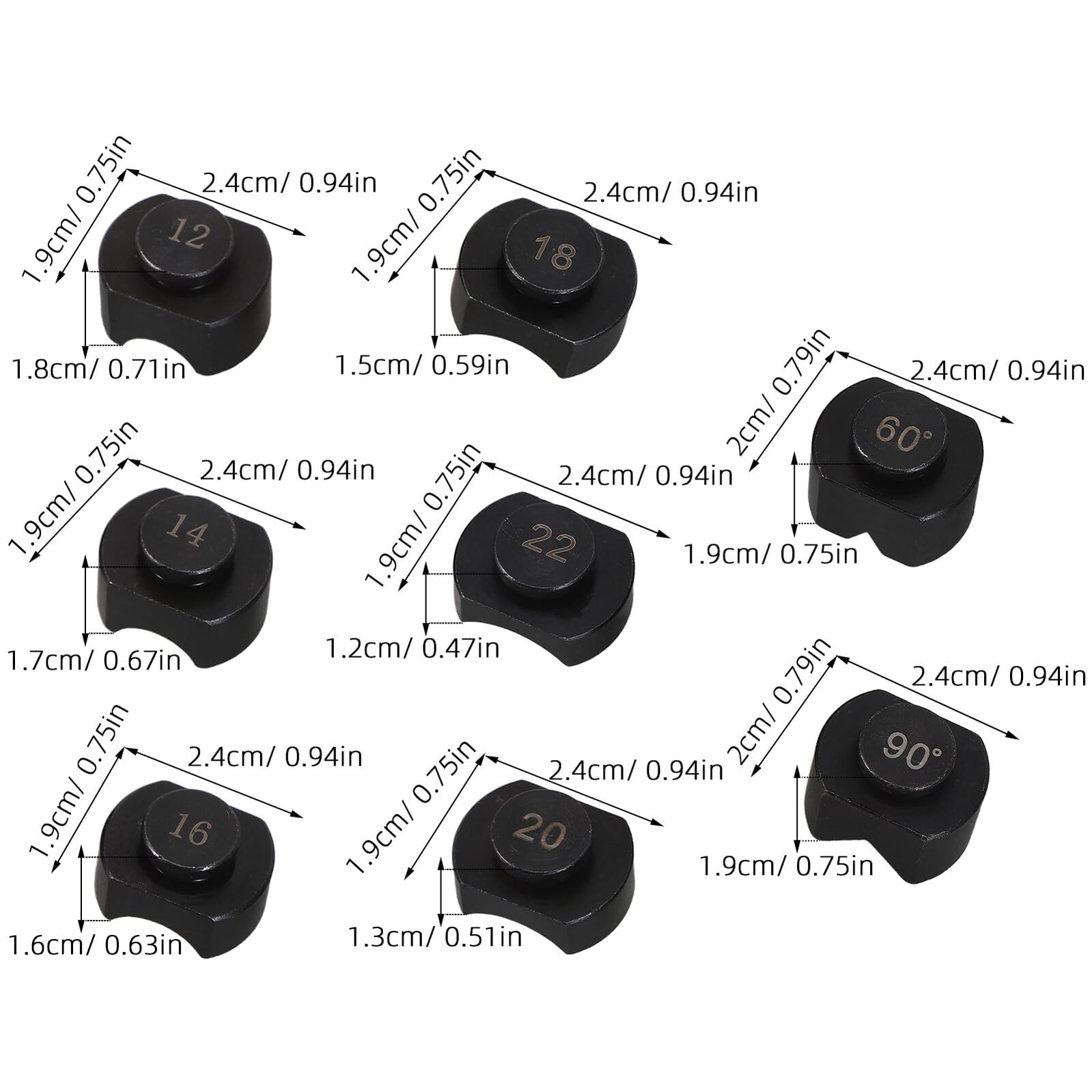 ORFOFE Matrices para Doblar Anillos de Acero Cromado Negro 8 Piezas Accesorios para Máquinas Dobladoras de Joyas Herramientas Precisas para Fabricación y Bricolaje de Joyería