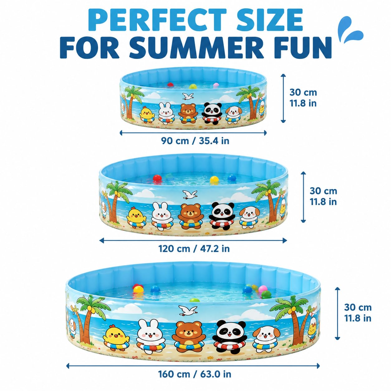 Piscina Infantil Plegable, Sin Inflar, Piscina Rígida para Niños