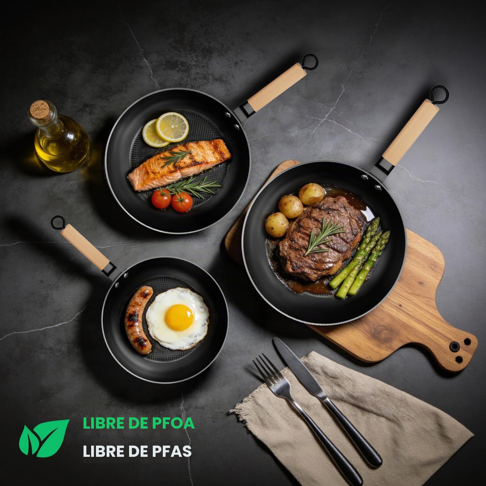 YUTANN Sartén de Hierro Fundido 20 cm Pre-sazonada Apta para Inducción y Horno, Antiadherente, Distribución Uniforme del Calor para Freír, Asar y Cocinar