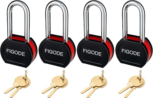 Miniatura 9 de Candado de acero sólido cubierto negro con llave, cerradura resistente de alta seguridad, 2-3/4 pulgadas de ancho, grillete de acero endurecido de