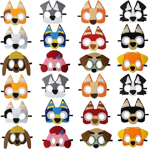 Miniatura 1 de YALARY Paquete de 24 máscaras de fieltro azules para cachorros, para niños, suministros de fiesta temática de cachorros, regalos de fiesta de