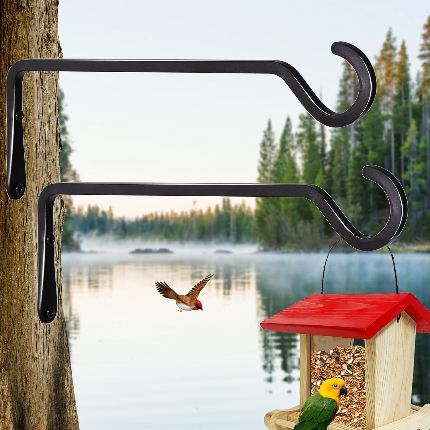 11" Plant Hanger Bracket – Wall Hook for Plants, Feeders & Chimes – Rustproof Steel, 38 lb Cap, Indoor/Outdoor, 2-Pack