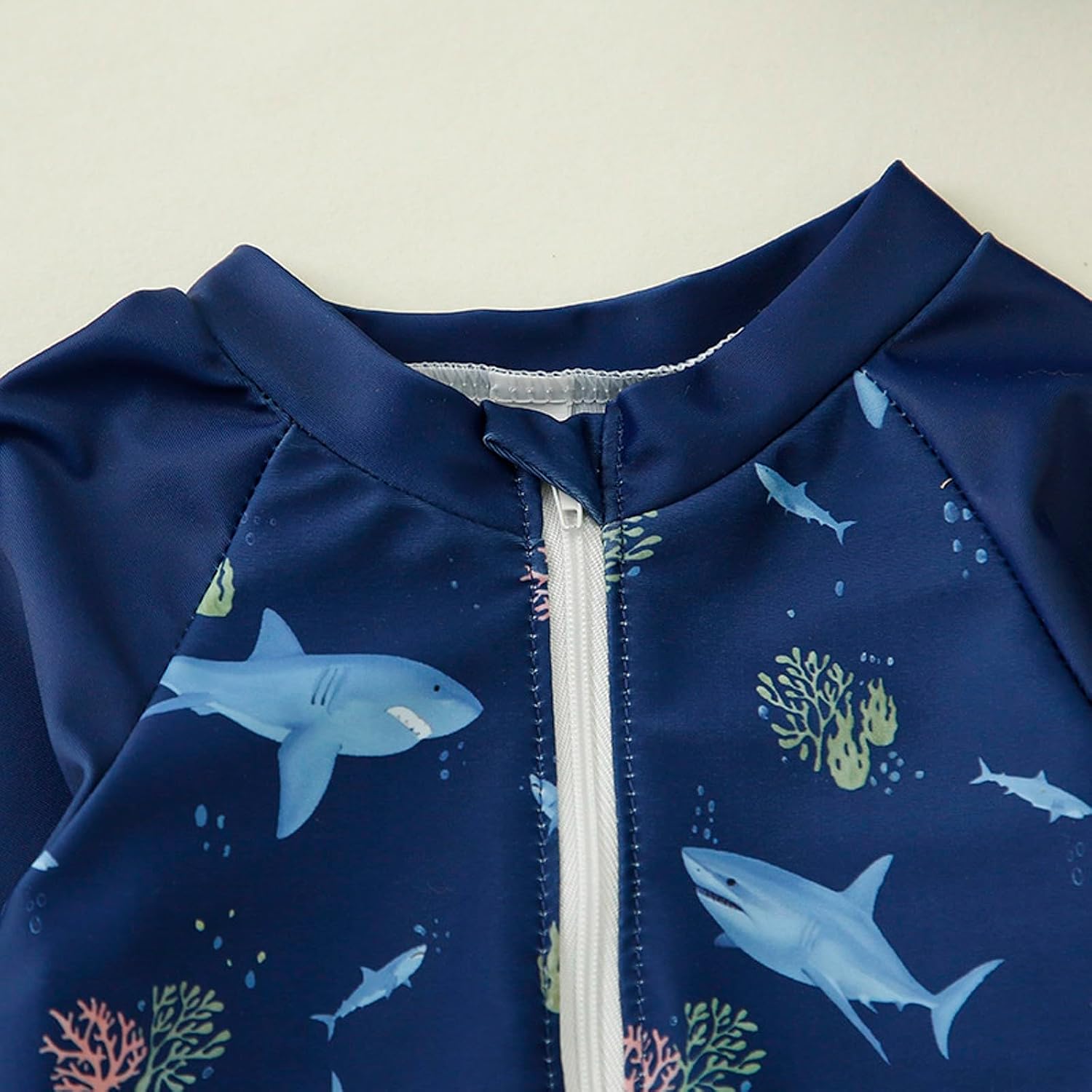 Boys One Piece Swimsuits with Hat 2 Piece Sun Protection Girls Sunsuit with Zipper Cartoon Print Long Sleeve Sport Beachwear