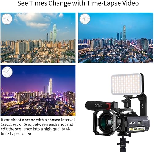 Miniatura 3 de ORDRO Cámara de video UHD 4K IR visión nocturna Vlogging Cámara para YouTube Grabadora de zoom digital con micrófono, lente gran angular, luz de