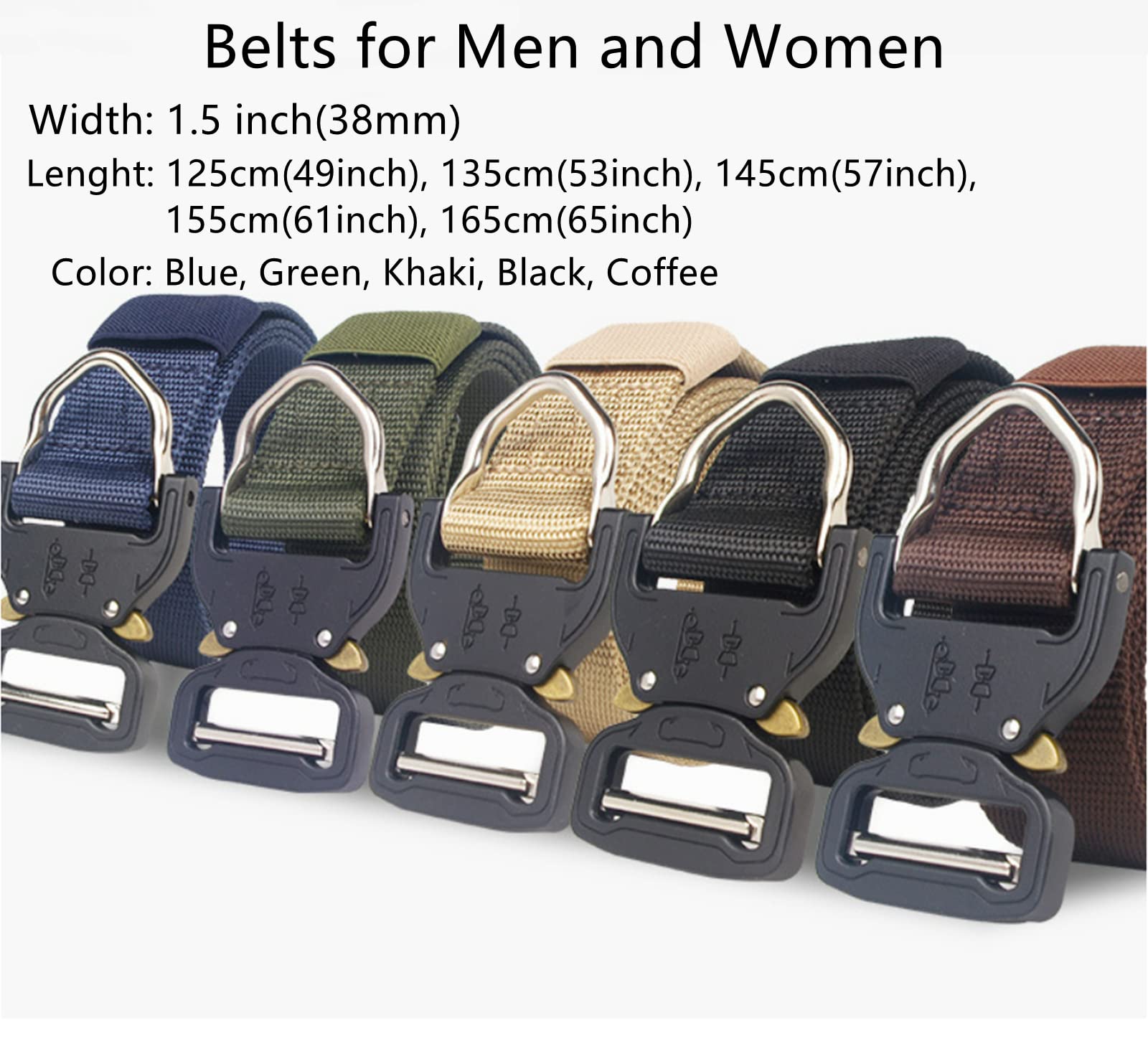 Cinturones para hombres Cinturón trenzado, cinturones for hombres y mujeres, cinturón militar táctico de nailon resistente con hebilla de metal de liberación rápida, paquete de 2(Green+blue,165CM)