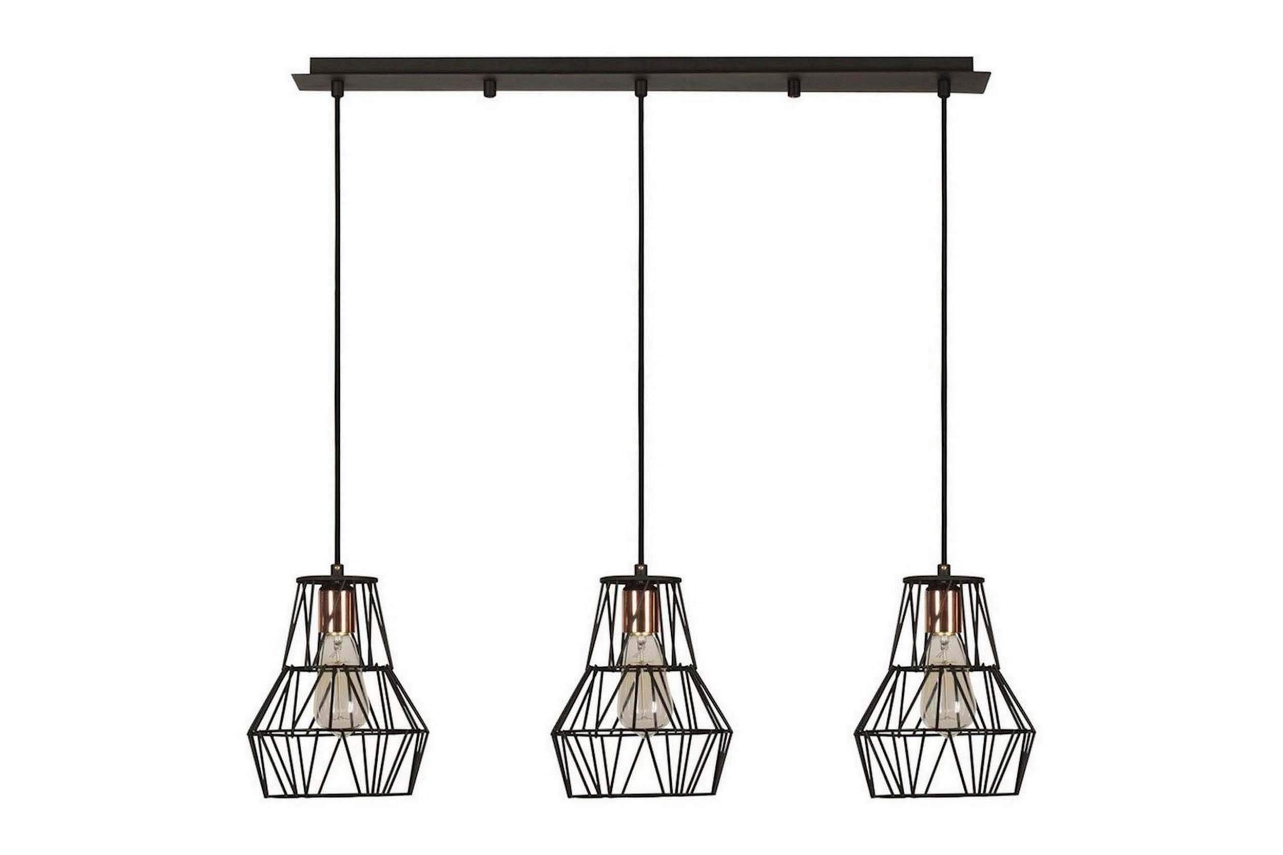 Lustre de prestige en métal noir et cuivre Homemania Cagex 3 lampes