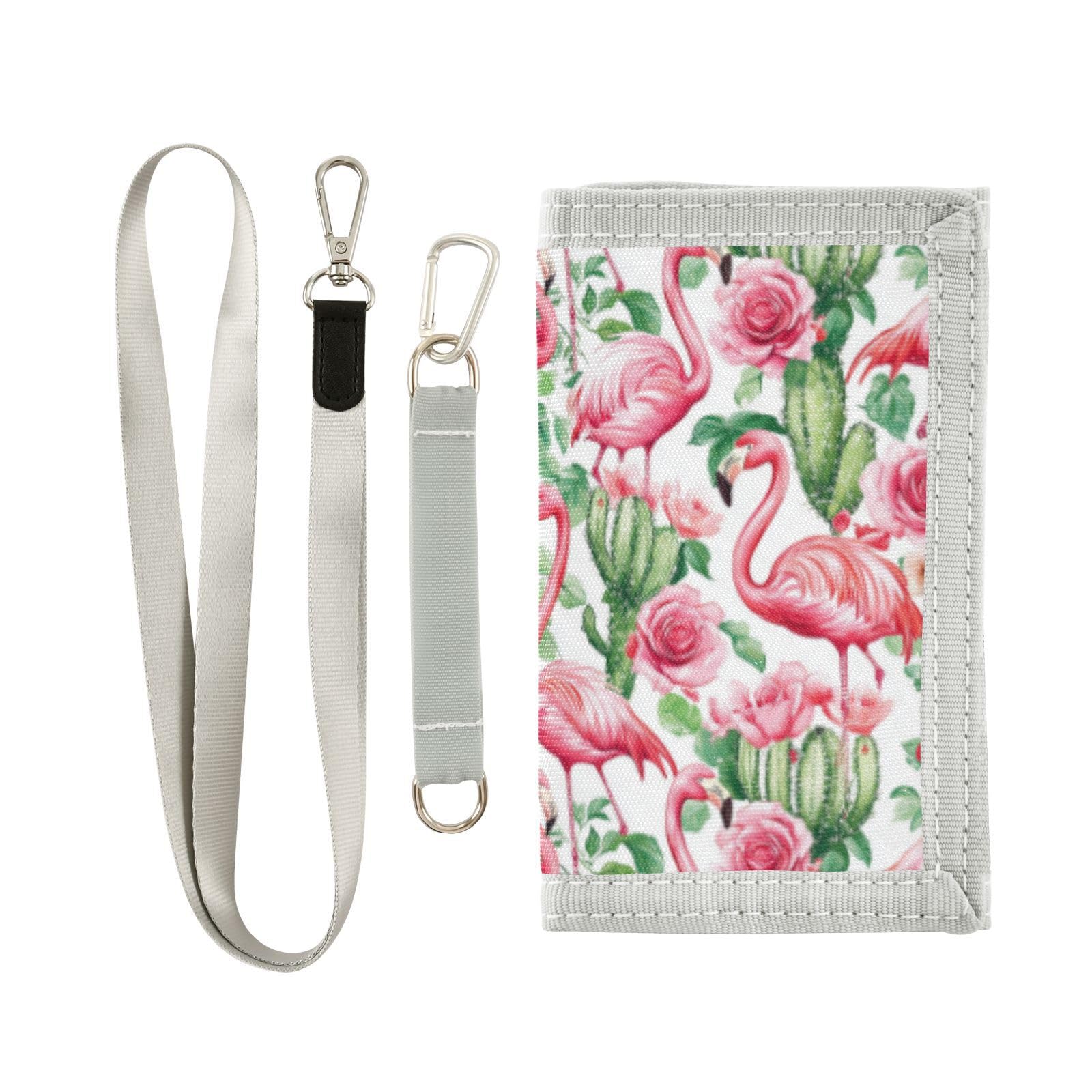 Wusikd Flamingos Cacti Kids Wallet for Boys Girls Pink Roses Toddler Trifold Wallet Novelty Wallet for Teens Women Men