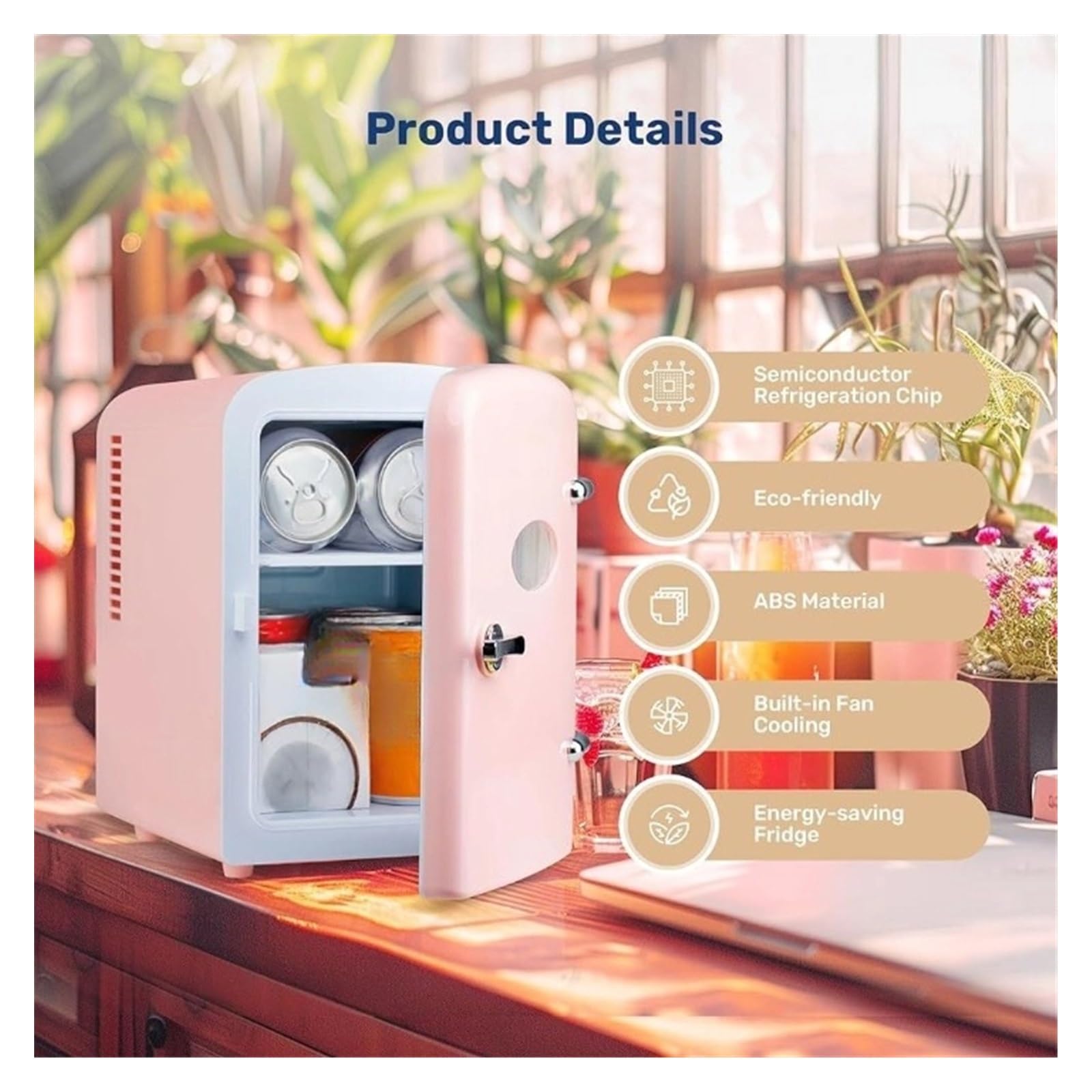 Mini refrigerador portátil de 4L, Enfriador y Calentador, Temperatura Ajustable, refrigerador Compacto ecológico, Ideal for el Cuidado de la Piel, Leche Materna y Oficina.