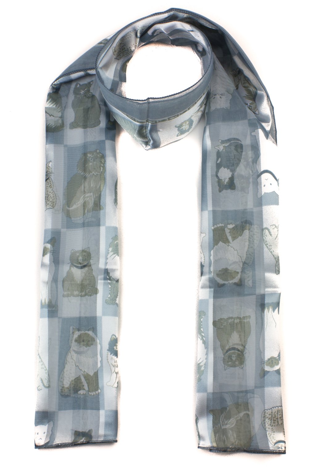 Mytoptrendz Women's Grey- Check Mytoptrendz® Multi Cat Print Scarf Classic Printed Lightweight Silky Soft Feel Neck Wrap (Grey- Check)