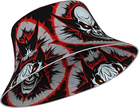 KJZJZCCB Red and Black Evil Ghost Reflective Bucket Hat, for