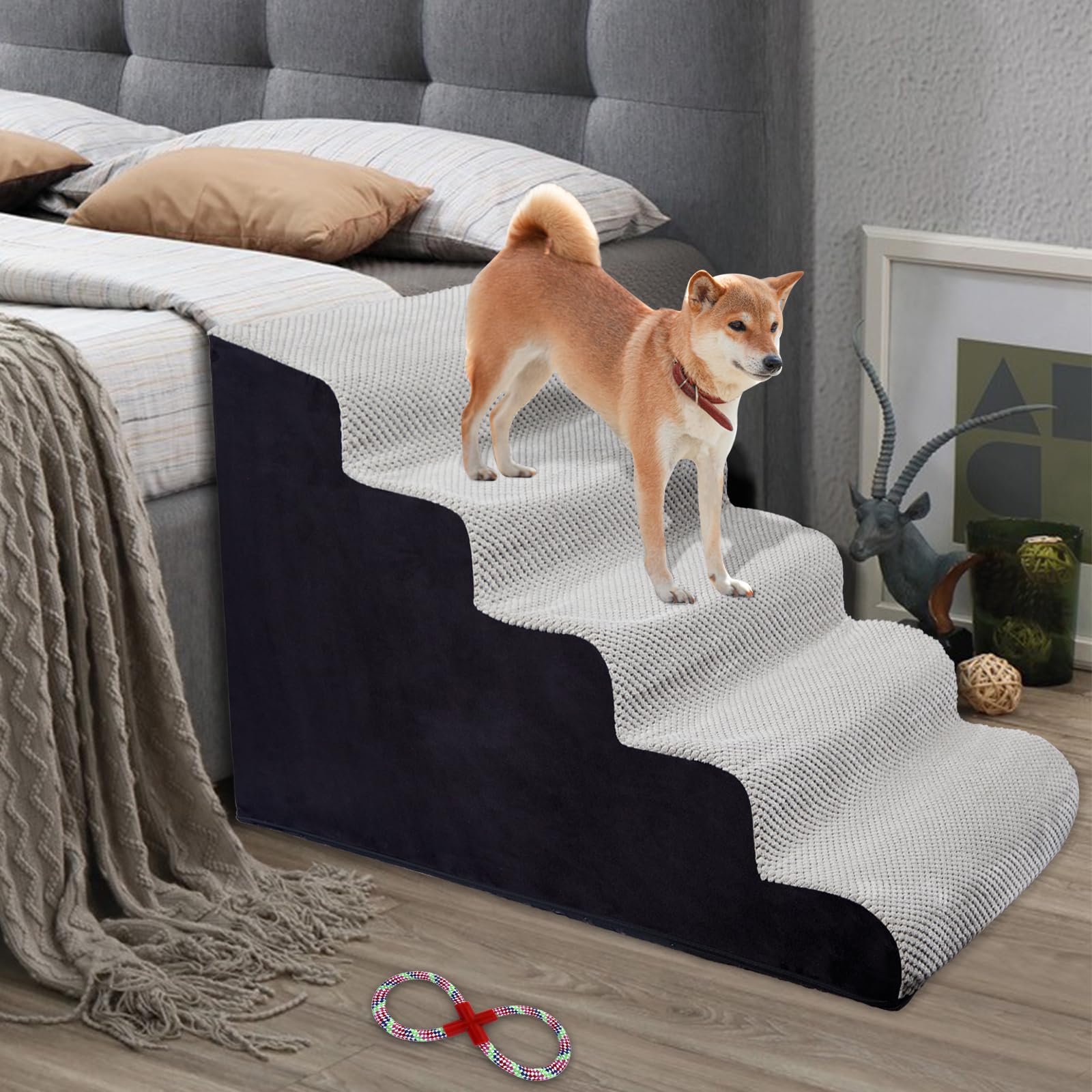 Photo 1 of * used item *
LitaiL High Density Foam Dog Steps, Extra Wide 5 Tiers 24.4 Inch Pet Stairs, Dog Ramp for Bed,