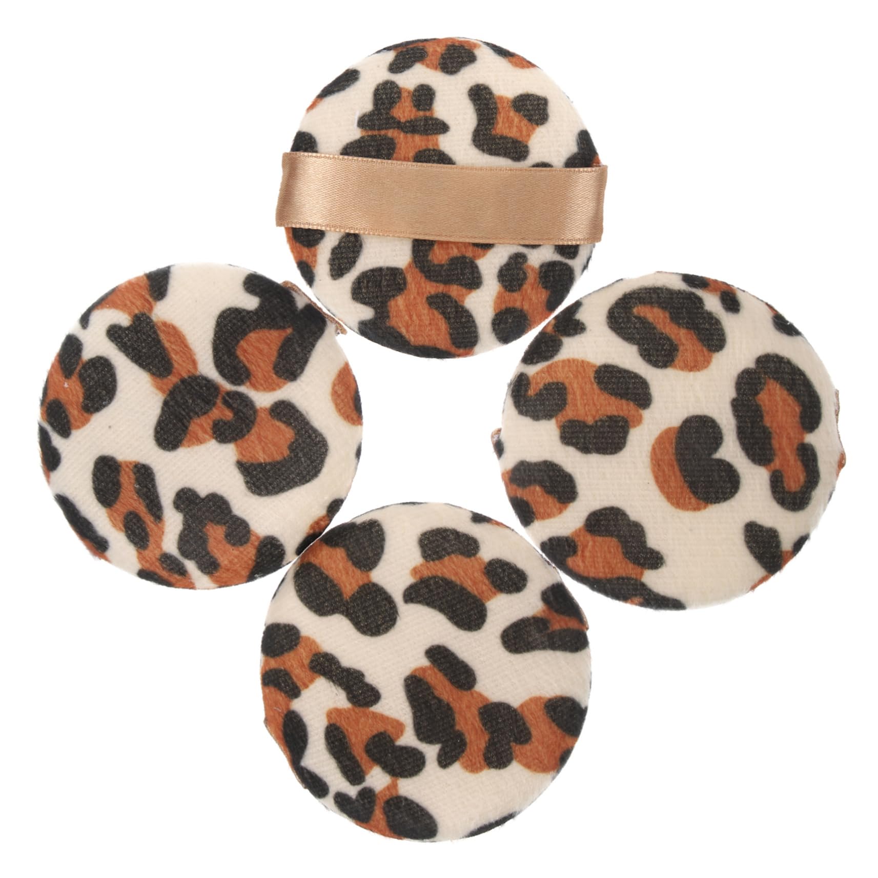 SHERCHPRY 4Pcs Leopard Printed Powder for Makeup Soft Velour Applicators for Foundation and Concealer Comfortable and Absorbent for Dry Powder Application present