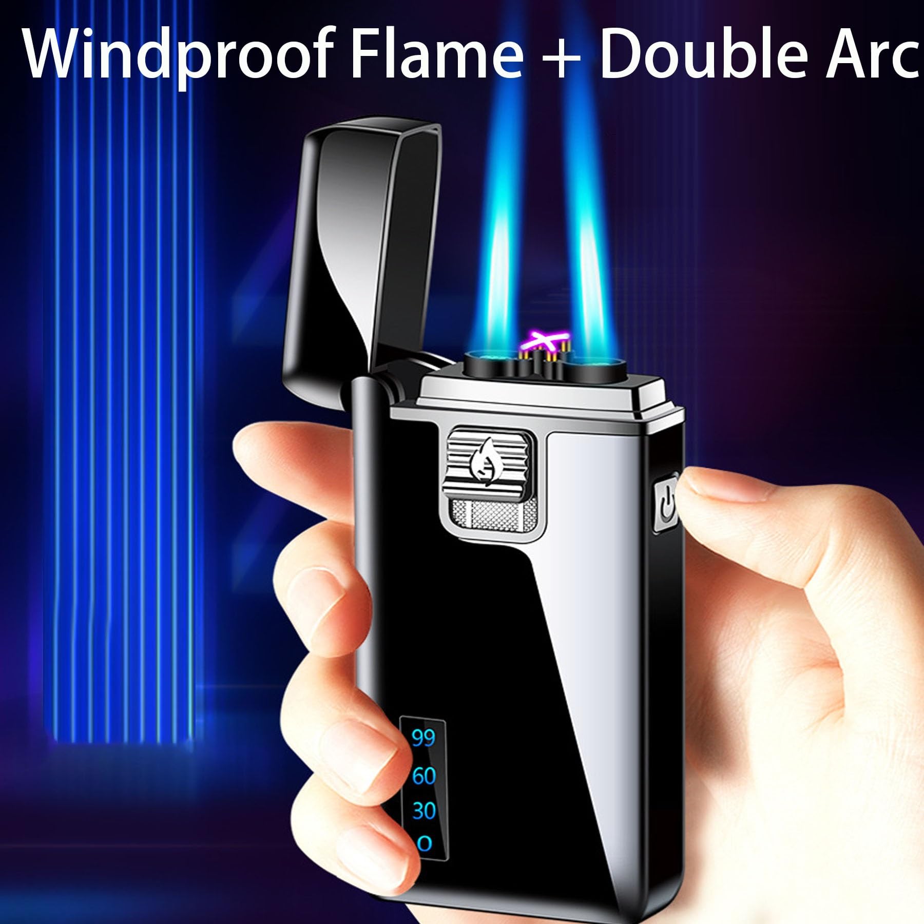 Mechero de butano resistente al viento, recargable, doble llama para velas, barbacoas, chimeneas, encendedor portátil versátil y fiable, conveniente para uso en exteriores
