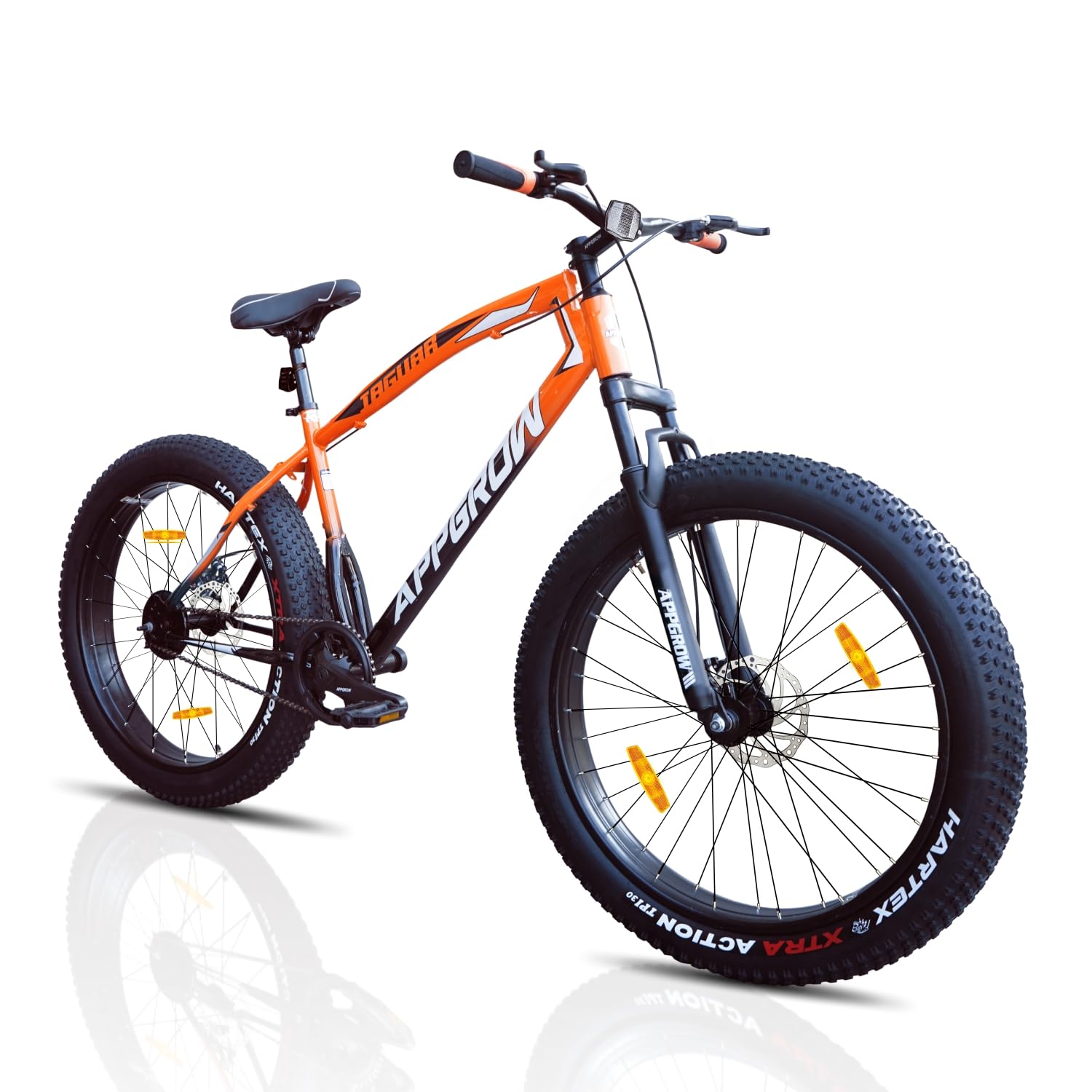 Jaguar Fat Bike 26T Single Speed Bike | Front Suspension & Dual Disc Brake | Lightweight Magnesium Wheel | Age Group: 10+ Years | (Frame: 18 Inches) (Orange)-image-26