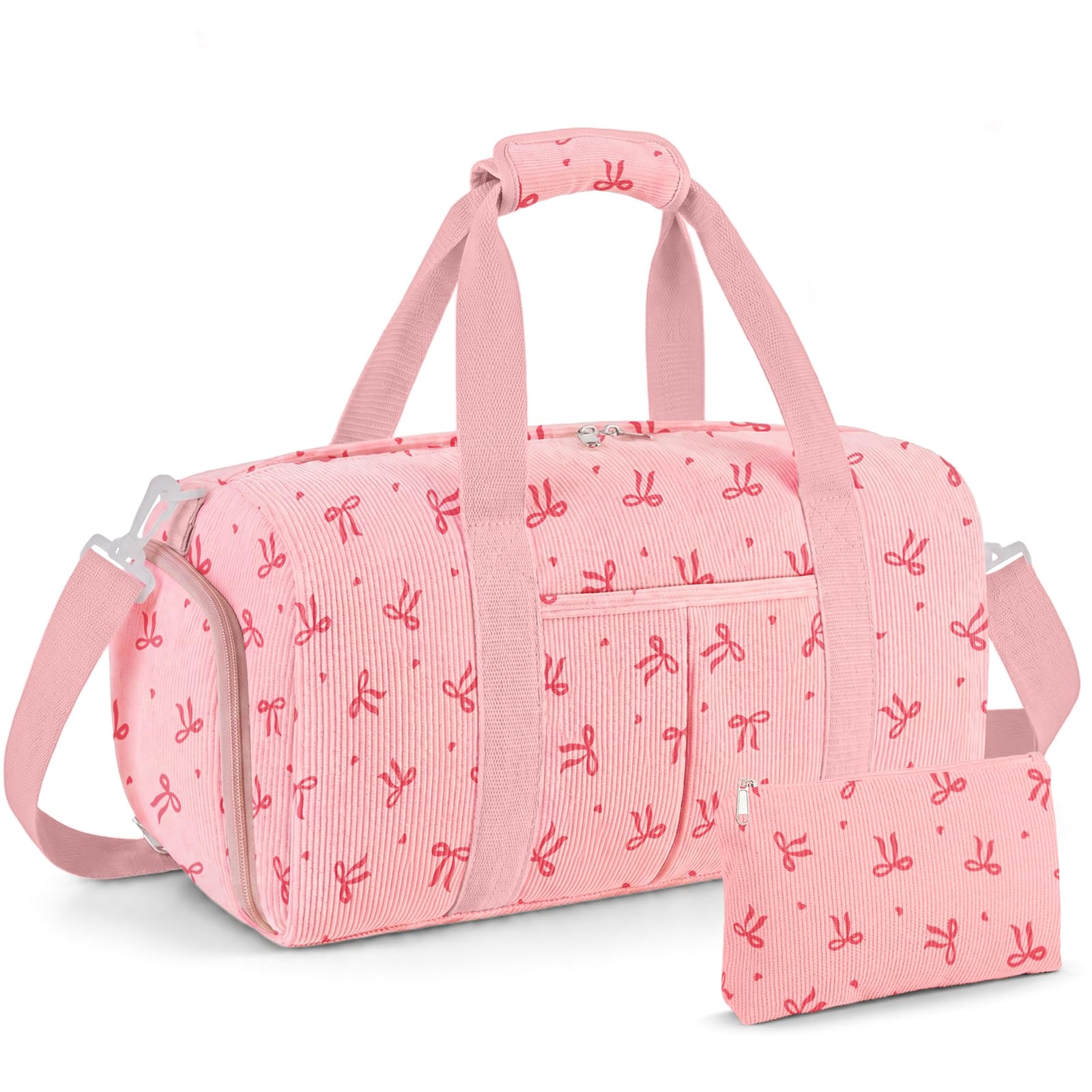 Corduroy Duffle Bag for Girls, Kids and Teens, Cute Dance and Gym Bag with Shoe Compartme…