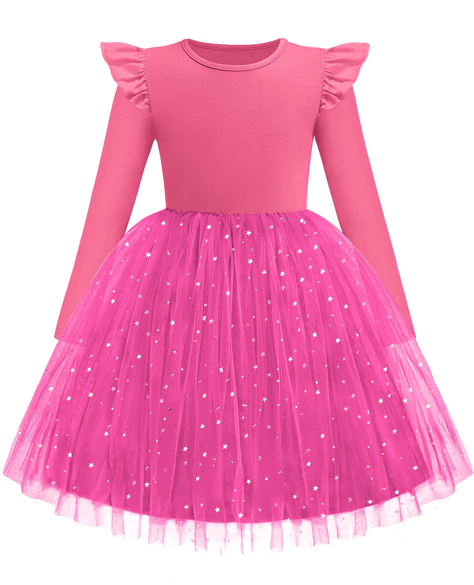 Arshiner Toddler Girls Long Dresses Sleeve Ruffle Winter Holiday Dress 2-6Y