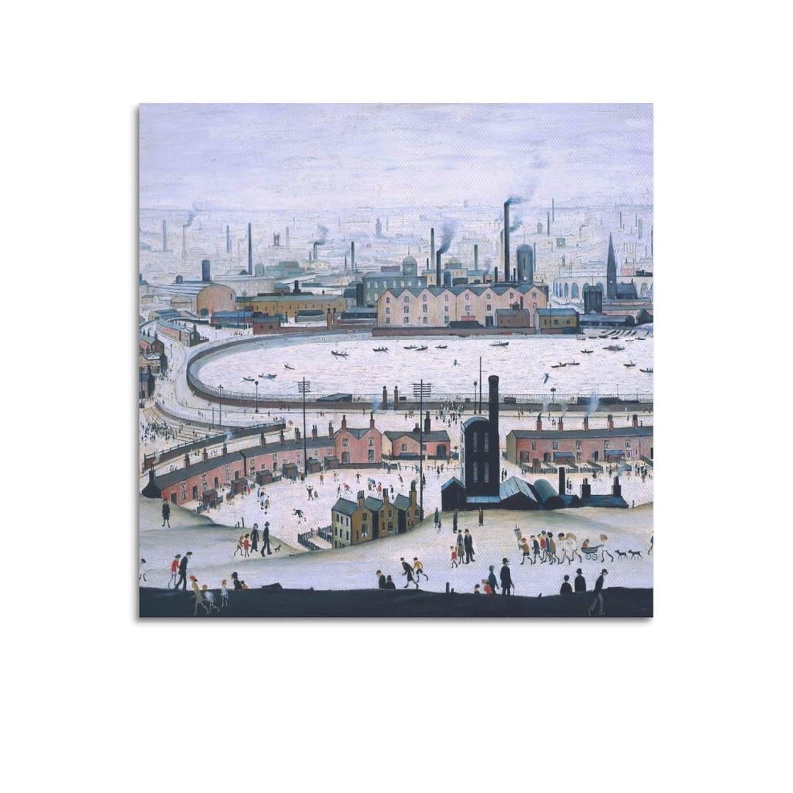 Kangzeng Unframe-Style L. S. Lowry Painter Works (The Pond (2)) Art Posters Wall Art Bedroom Prints Home Decor Hanging Picture Canvas 28X28inch(70X70cm)