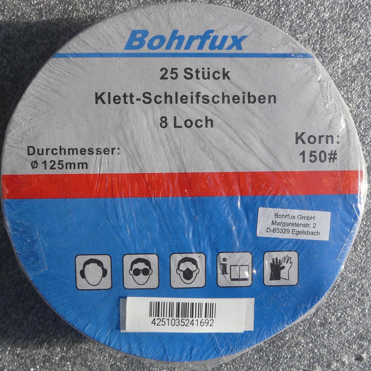 Lot de 25 disques abrasifs KlTT - Diamètre : 125 mm - Grain 8 trous - P150 - Pour cloison sèche - Ponceuse excentrique