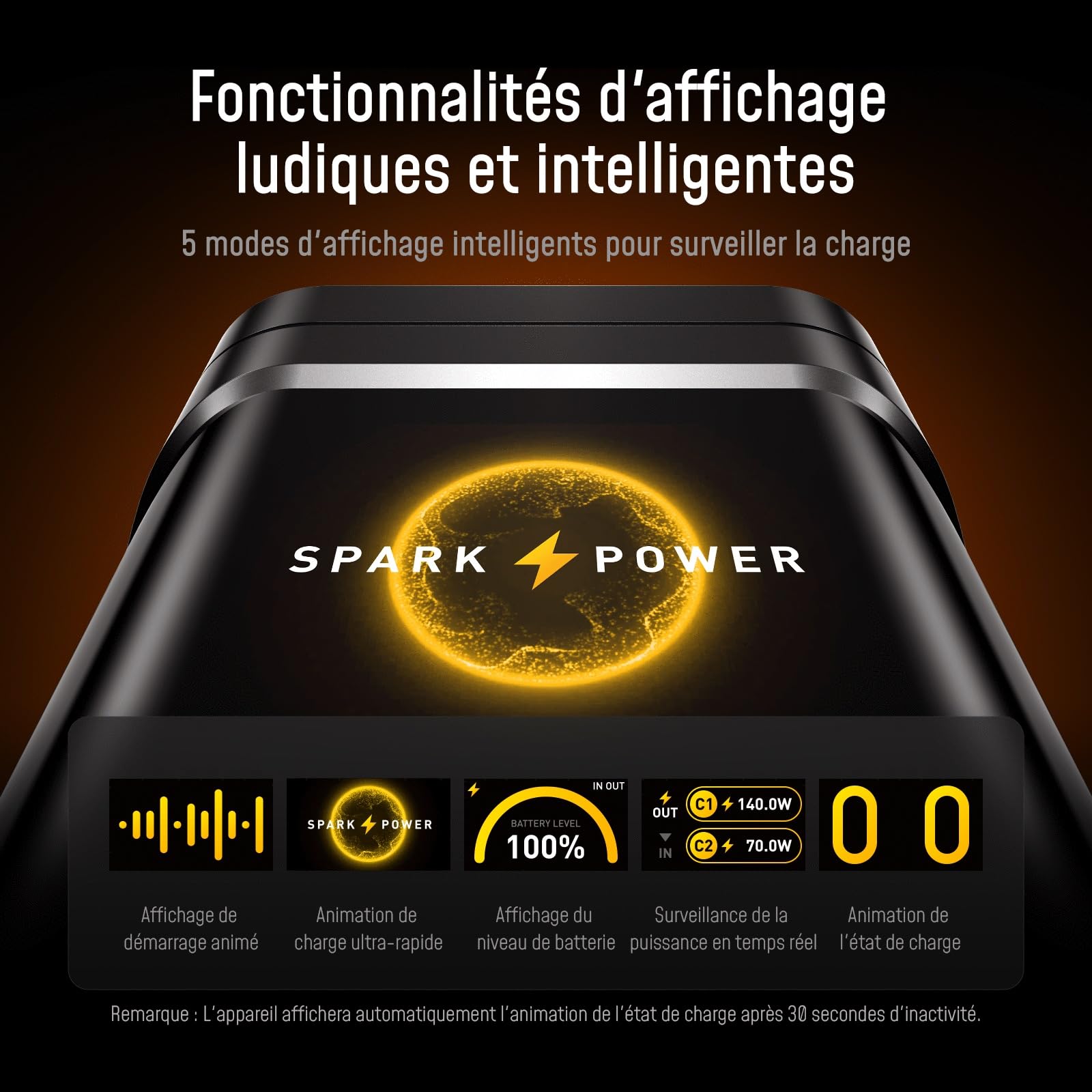 AOHI Batterie Externe 210W PD3.1 PPS 10000mAh, Chargeur Portable à Charge Rapide avec Double Ports USB-C 140W et Écran Intelligent, Future Starship 37Wh pour MacBook Pro/Air, iPad, iPhone 17, Gris