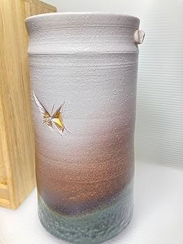 Amazon.co.jp: 瀬戸赤津焼 背戸窯 加藤鈔作「釉彩蝶文花入」 共箱有り