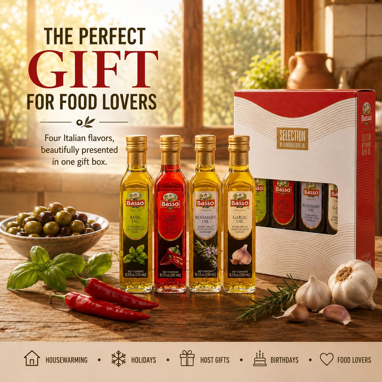 Amazon.com : BASSO 1904 Infused Extra Virgin Olive Oil Gift Box