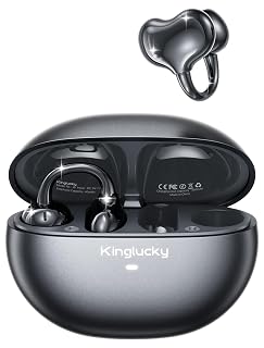 Kinglucky Upgraded Clip-On Earbuds Comfortable fit & Crystal-Clear Sound, 50H Playtime Open Ear Buds Bluetooth 5.4 Wireless Headphones for Women Ideal for Small Ears,Sports,Workouts,Glasses Black - Amazon product rated Grade A