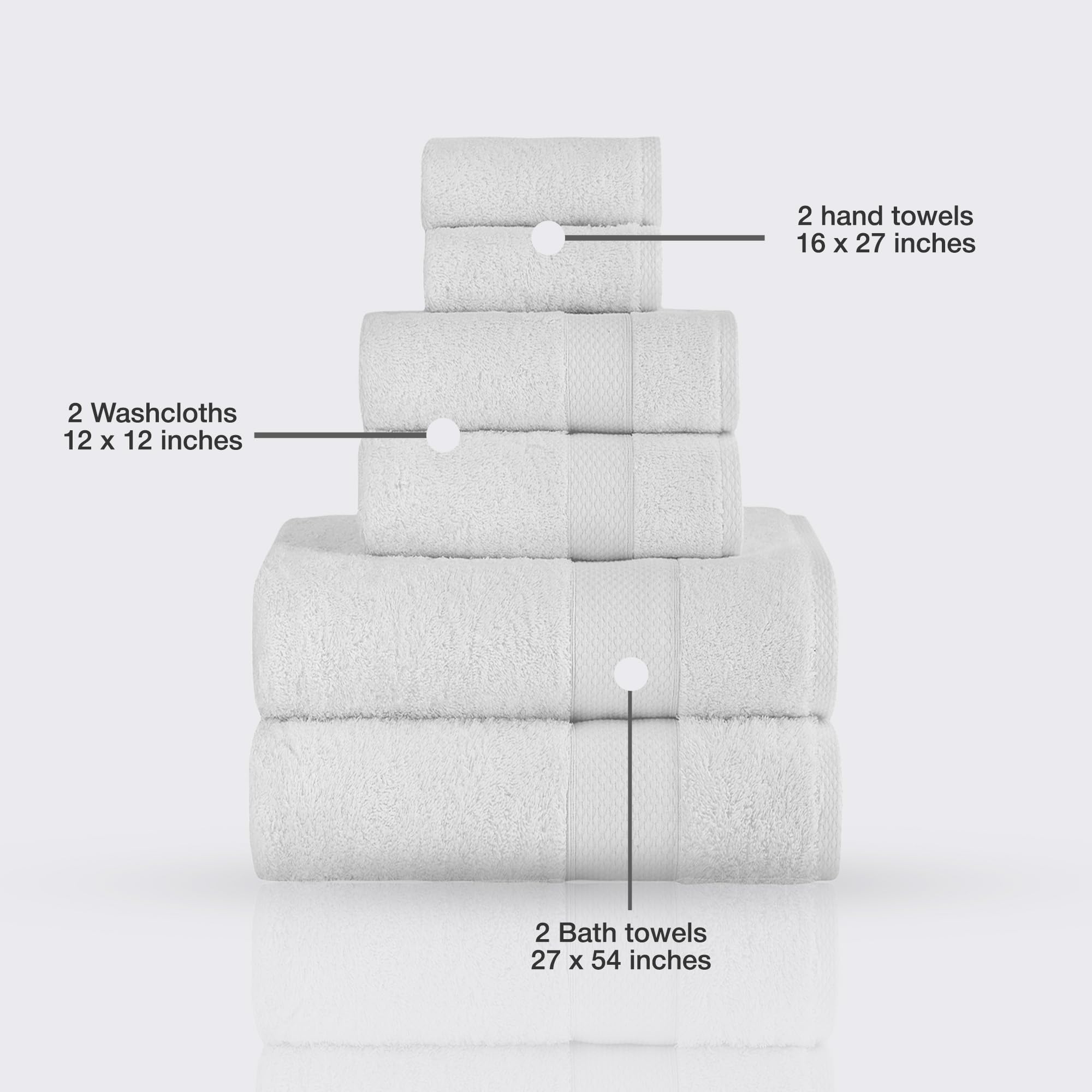 Towels Beyond Juego de Toallas de baño de Lujo de 6 Piezas, Toallas clásicas Suaves Hechas con algodón Turco de Primera Calidad (Blanco)