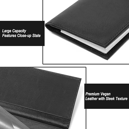 Miniatura 5 de LLi Cufite Funda de cuero para chequera superior y lateral, cheques duplicados con inserto de plástico, soporte para bolígrafo, billetera delgada,