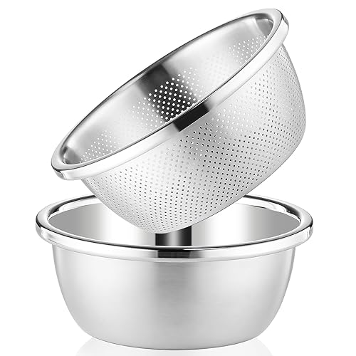 304 Stainless Steel Colander 4QT Microporous Colander & Large Bowl