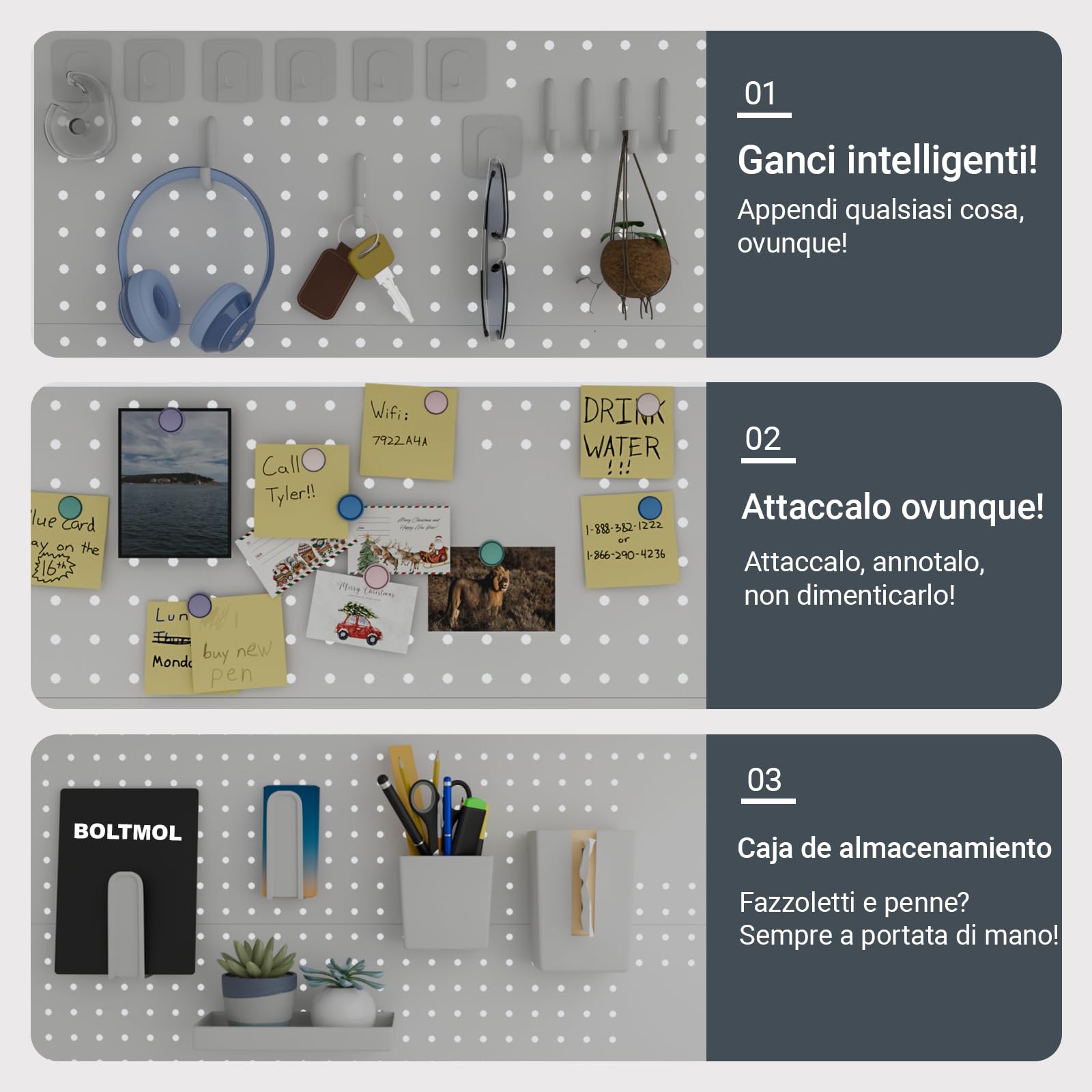 Scaffale da scrivania a 2 ripiani con morsetto, bianco, 80 cm, organizer da scrivania con pannello forato, libreria per casa, ufficio o dormitorio