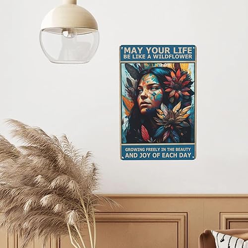 Miniatura 6 de Arte de pared de metal bohemio para jardín, decoración hippie con humor retro y diseño nativo americano, ideas divertidas para baño y regalo, 8 x 12