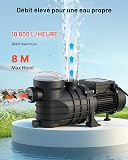 VEVOR Pompa di Filtrazione per Piscina Fuori Terra 180W 10800 L/h Velocità Singola con Cestello Filtro Coperchio, Pompa per Piscina Fuori Terra Velocità 2850 giri/min Prevalenza max. 8m Giardino - 2