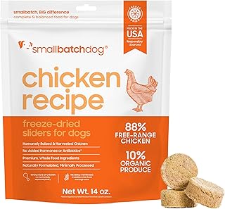 Pets Freeze Dried Raw Dog Food, Chicken Recipe, 14 oz, Organic High Protein Dog Food, Grain Free, Made in The USA, Humanely Raised Meat, Single Protein, for Picky Eaters, Hydrate & Serve