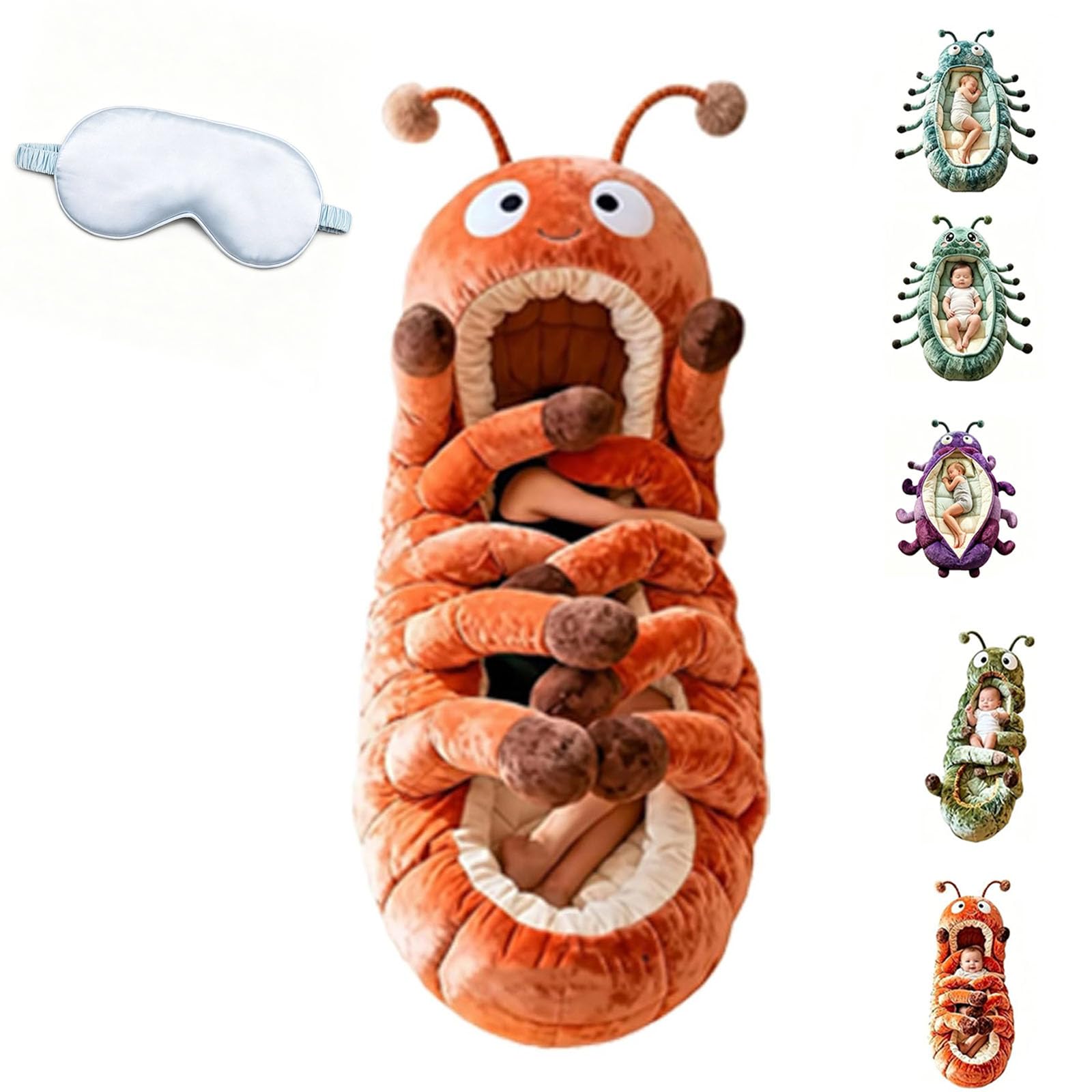 2026 New Catapillar Sleeping Bag, Hugging Caterpillar Sleeping Bags, Plush Cocoon Lounge Pod with Adjustable Pull Cord, Oversized Caterpillar Sleeping Bag for Home, Dorm, Travel Naps