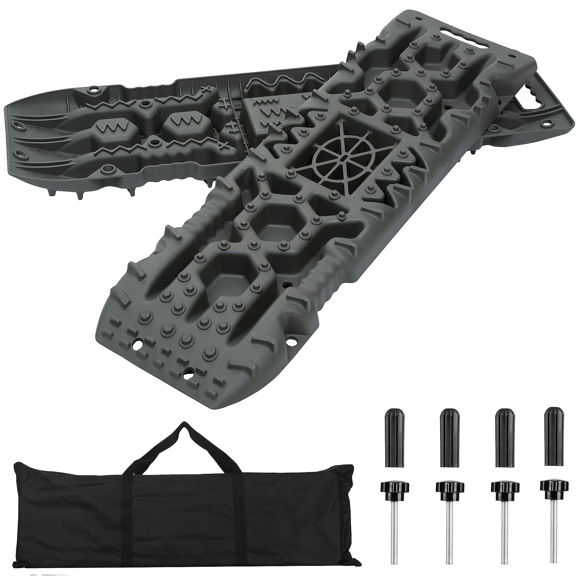 Photo 1 of OFF ROAD BOAR Traction Boards with Jack Lift Base, Recovery Traction Tracks, Tire Ladder for Sand Snow Mud with Bag Gray