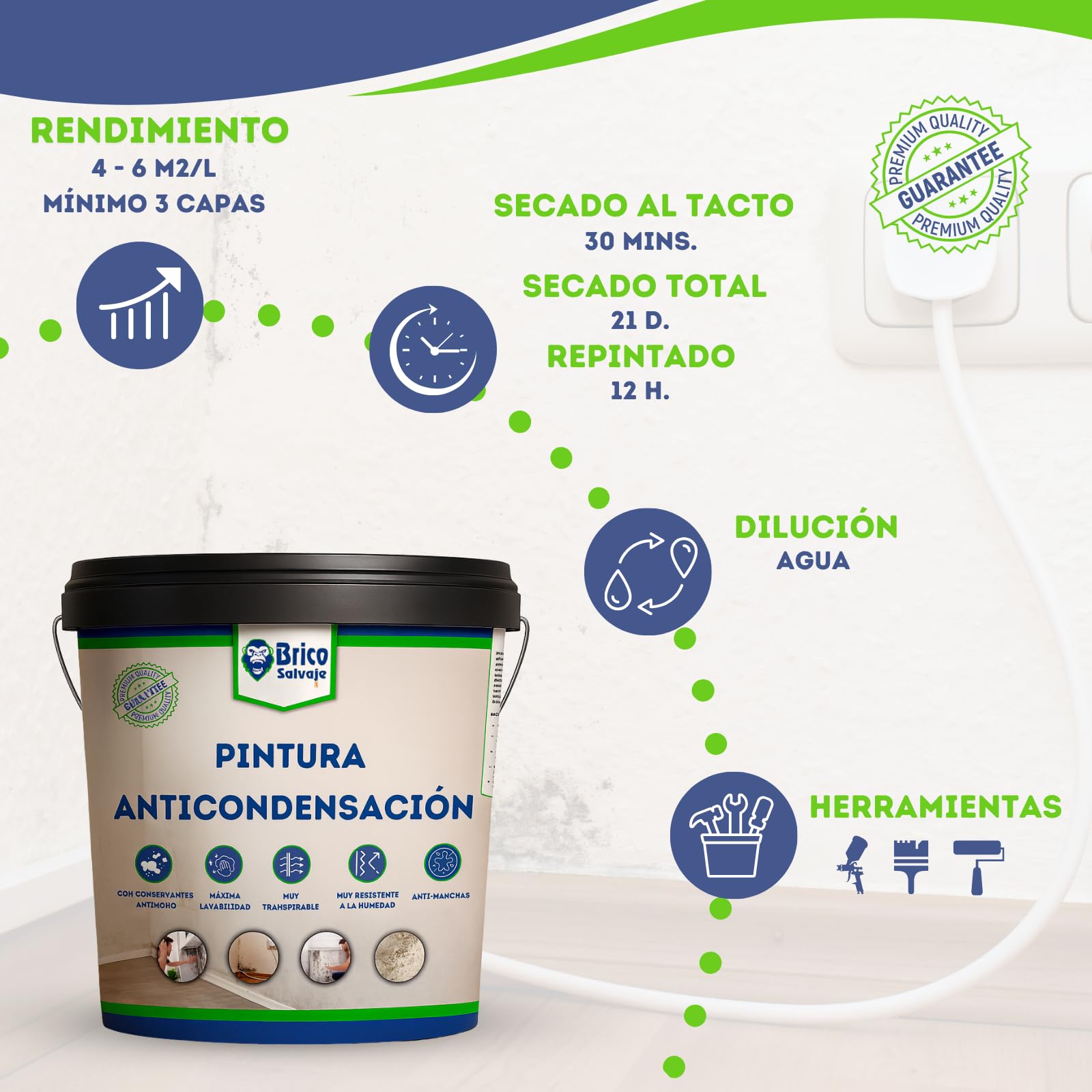 Pintura Anticondensación y Antihumedad para Interior-Exterior | Aislante Termico | Conservantes Antimoho (BEIRUN, 14 Litros)