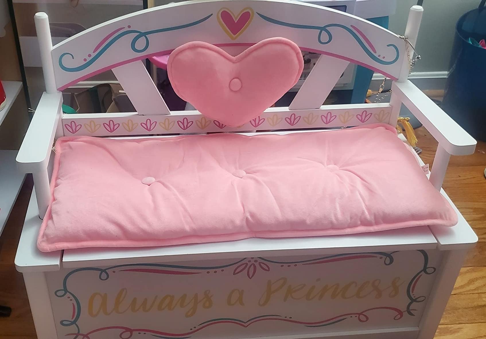 30/mo Finance Wildkin Kids Princess Wooden Bench Seat with Storage