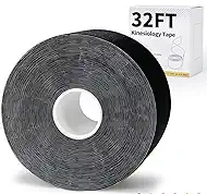 Kinesiololgy Tape for Shoulders,Ankle & Knees Support, 2in×32 Feet Sport Tape Roll for Athletes, Uncut Premium Cotton K-Tape, Hypoallergenic, Waterproof, Black