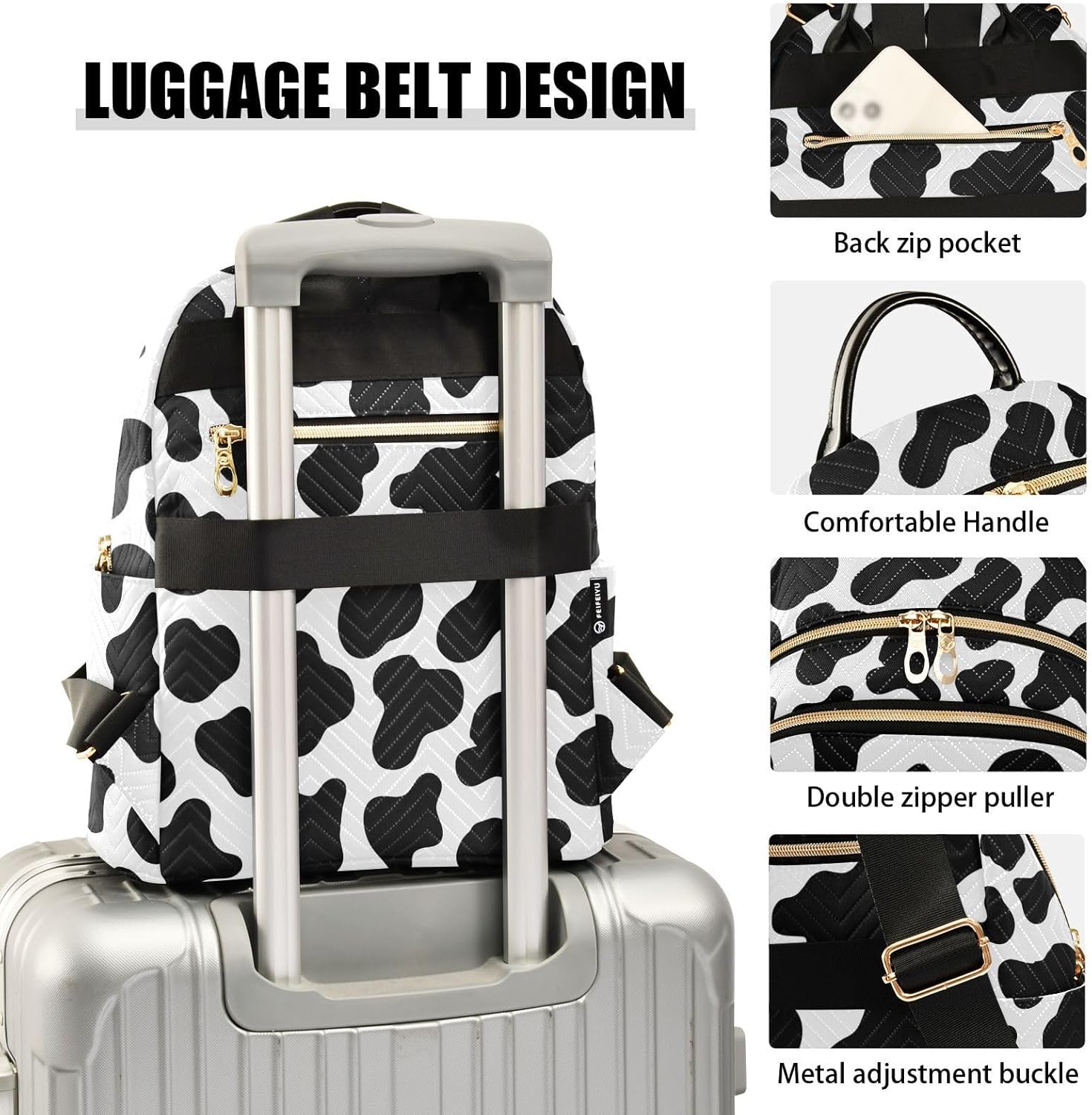 Cow Hide Mini Backpack Purse for Women Fashion Backpack Cute Anti Theft Laptop Backpack S - Image 4