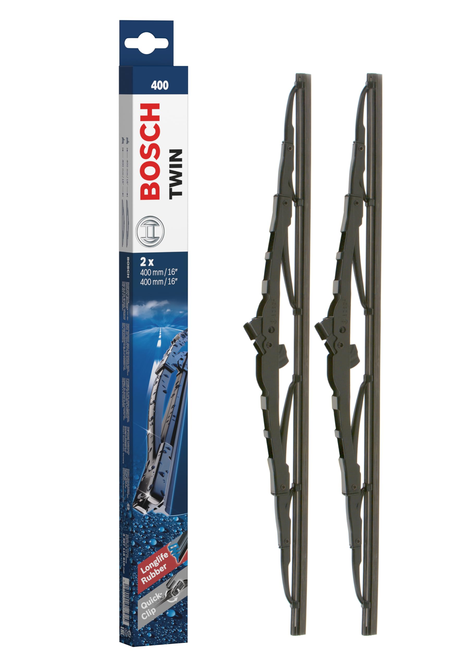 Bosch Scheibenwischer Twin 400, Länge: 400mm/400mm – Set für Frontscheibe