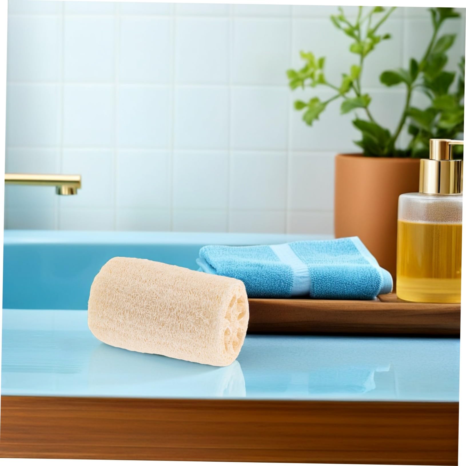 8 Piezas Esponjas Naturales de Loofah para Exfoliación Corporal y Limpieza de Cocina Esponja Orgánica Multiusos para Ducha y Fregado de Utensilios