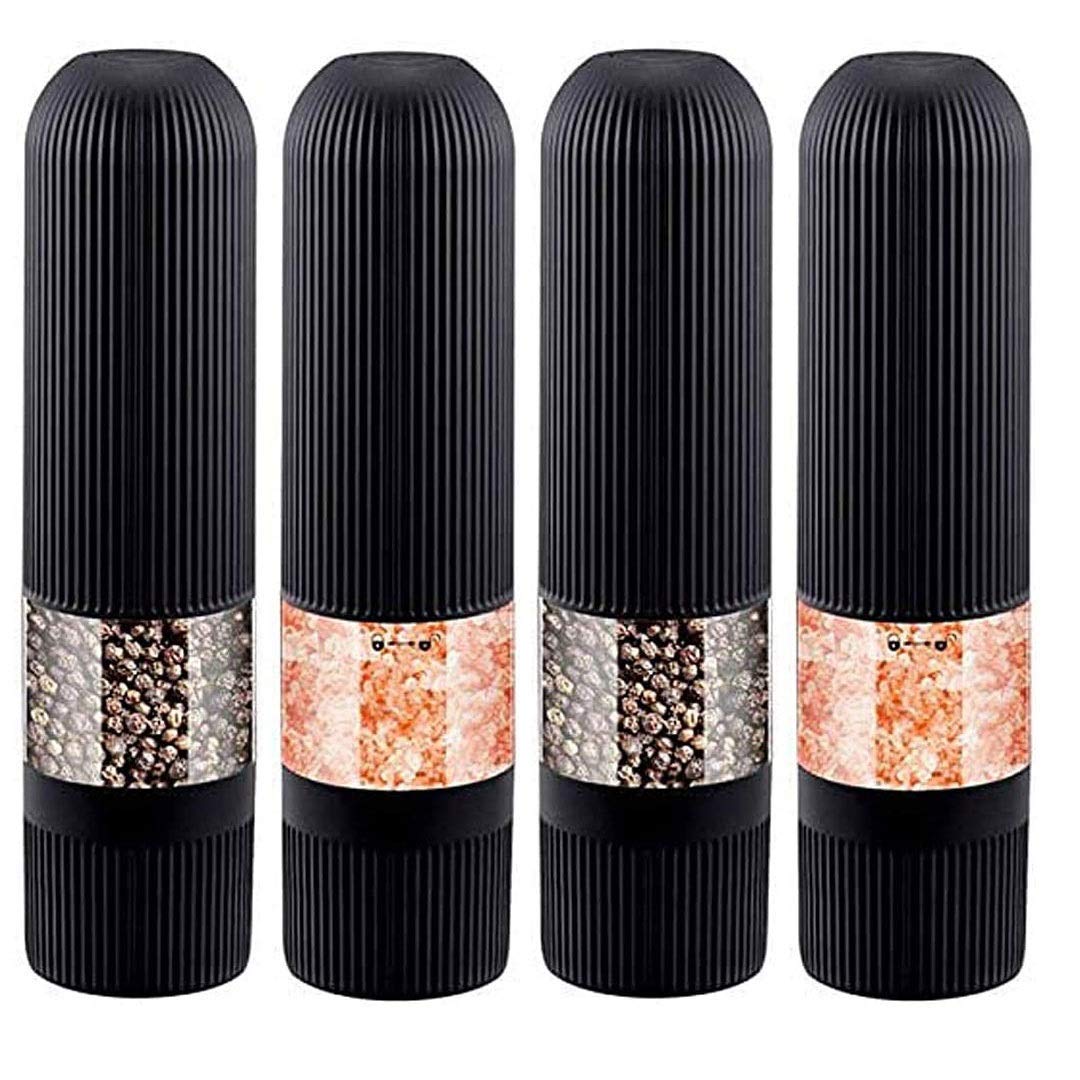 Moulin à sel et poivre électrique réglable RWRAPS au design noir moderne avec éclairage LED