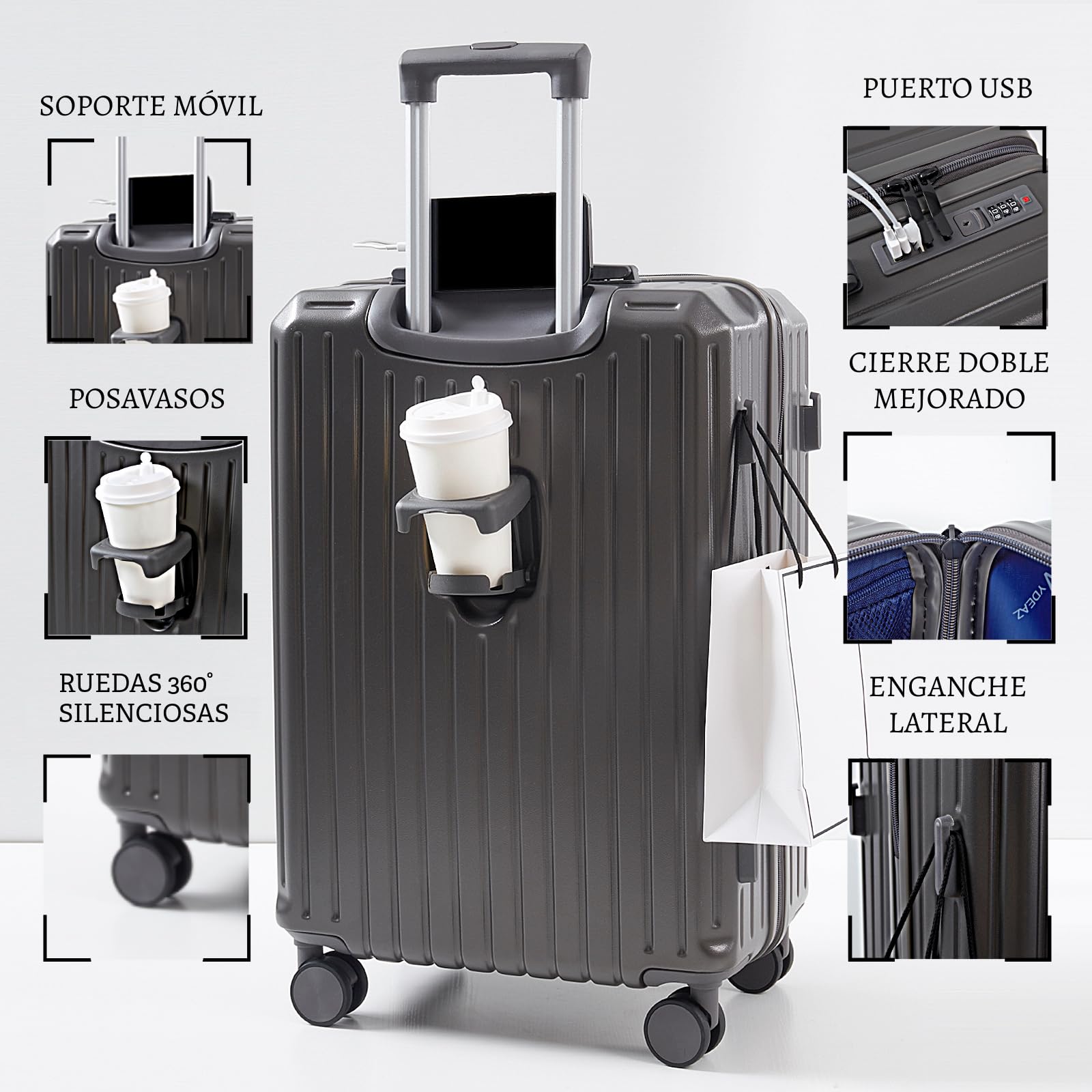Maleta de Viaje Grande 76x50x32 cm Rígida ABS + PC con Cerradura TSA – Ideal para Facturación 23 kg, Ruedas Giratorias 360º Silenciosas — view 42